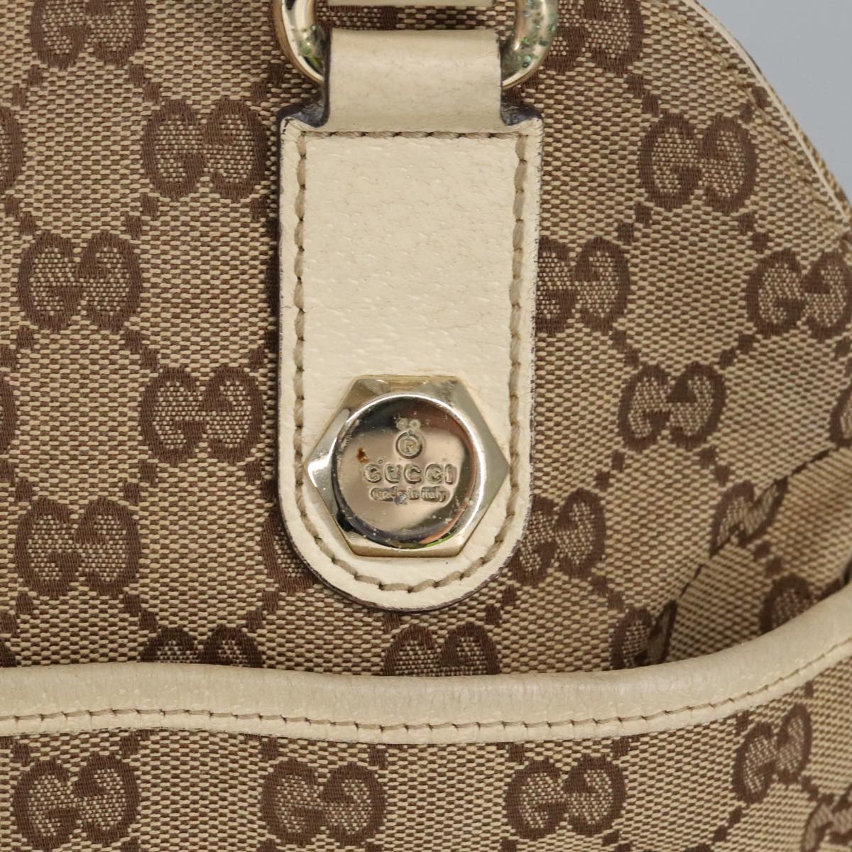 GUCCI GG Canvas Tote Bag Beige Gold 163288 Auth 99307