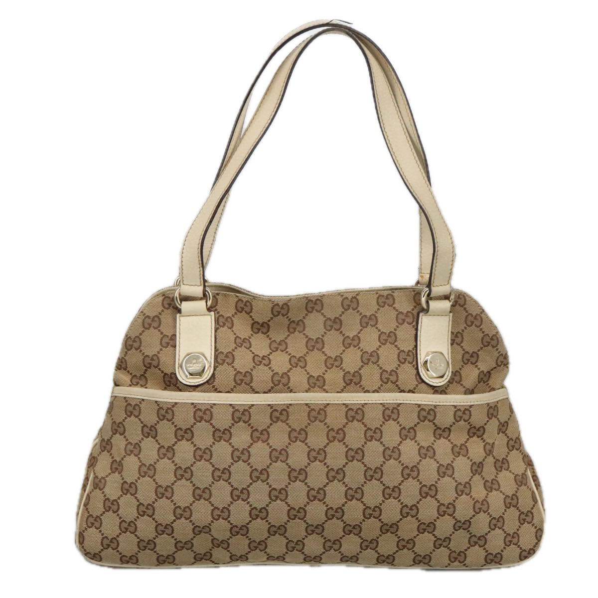 GUCCI GG Canvas Tote Bag Beige Gold 163288 Auth 99307