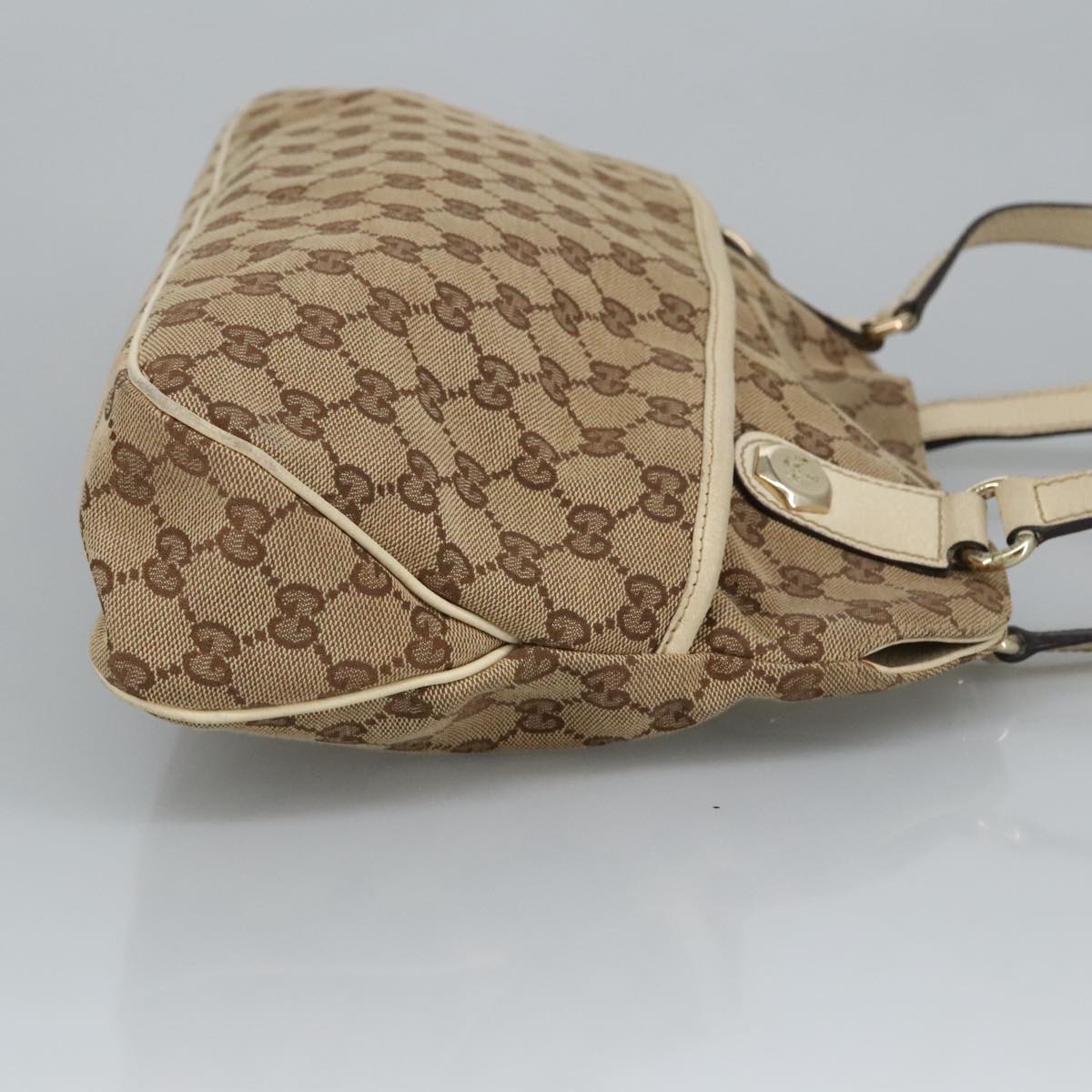 GUCCI GG Canvas Tote Bag Beige Gold 163288 Auth 99307