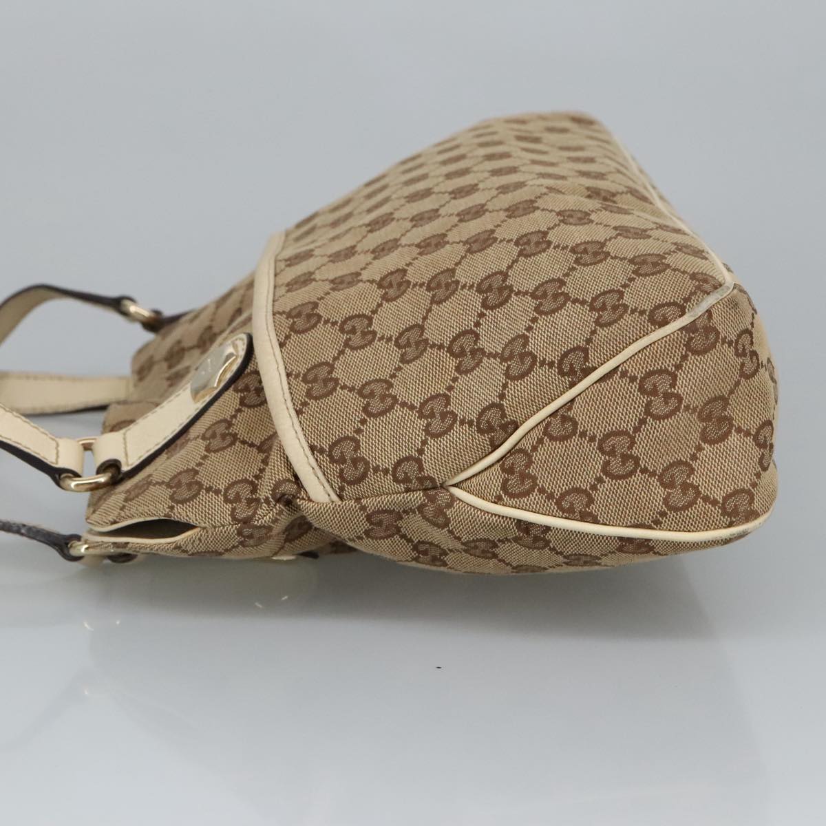 GUCCI GG Canvas Tote Bag Beige Gold 163288 Auth 99307