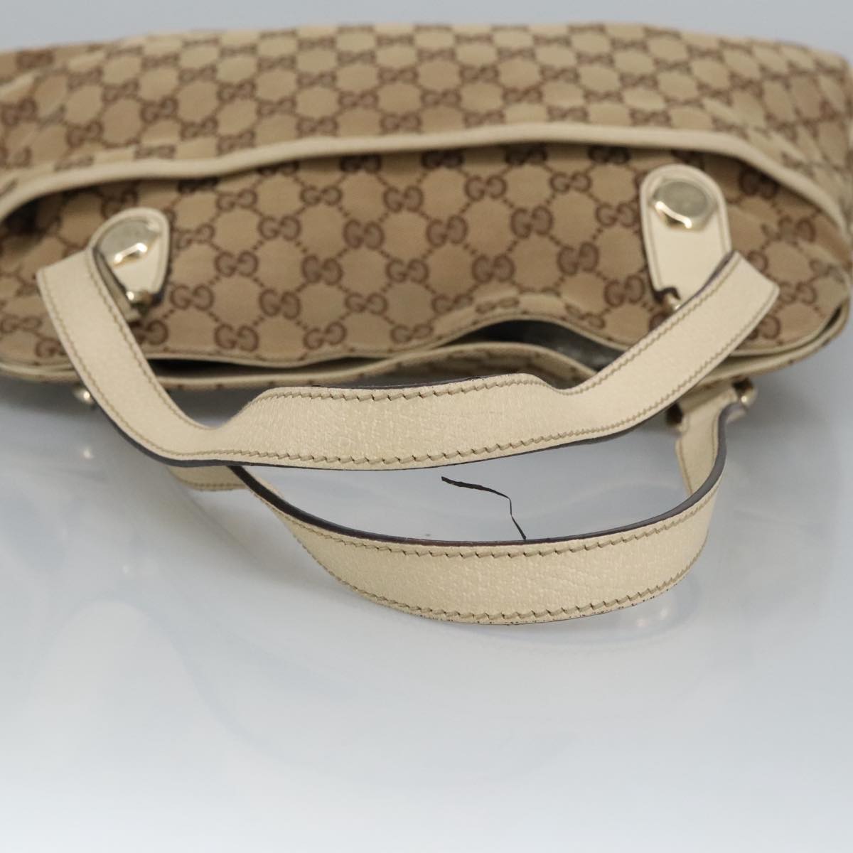 GUCCI GG Canvas Tote Bag Beige Gold 163288 Auth 99307