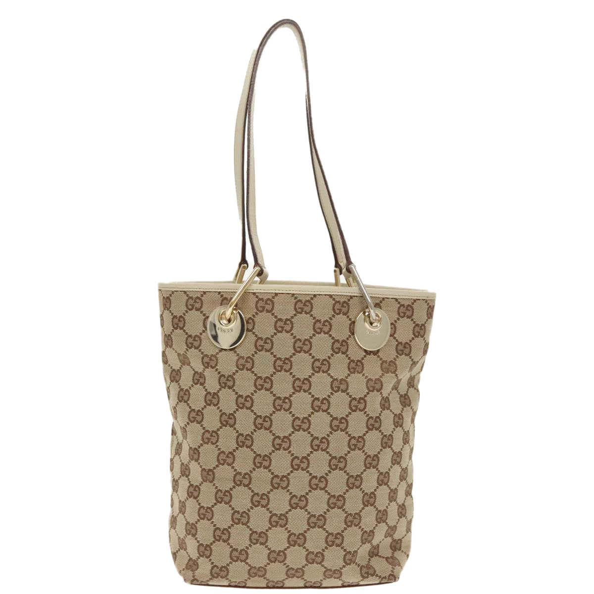 GUCCI GG Canvas Shoulder Bag Beige Gold 120840 Auth 99308