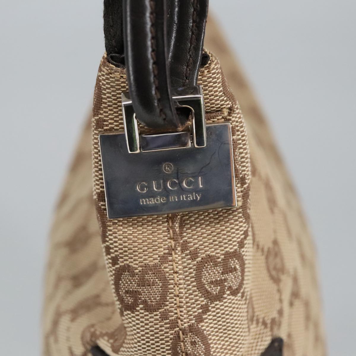 GUCCI GG Canvas Hand Bag Beige 001 3770 Auth 99311