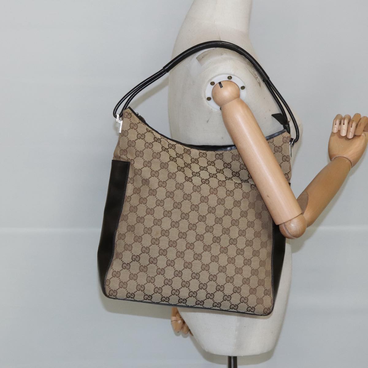 GUCCI GG Canvas Hand Bag Beige 001 3770 Auth 99311