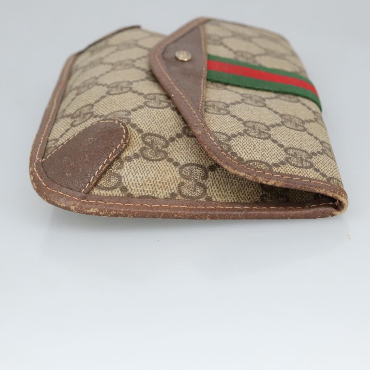 GUCCI GG Supreme Web Sherry Line Pouch PVC Beige Red Green 89 01 021 Auth 99314