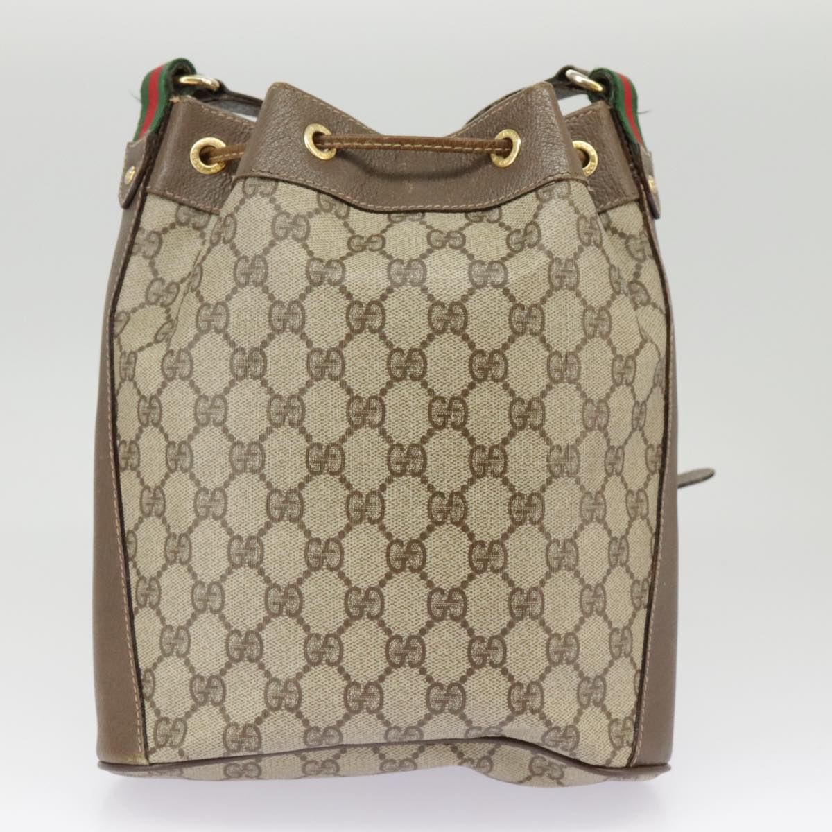 GUCCI GG Supreme Web Sherry Line Shoulder Bag PVC Beige 164 02 034 Auth 99316