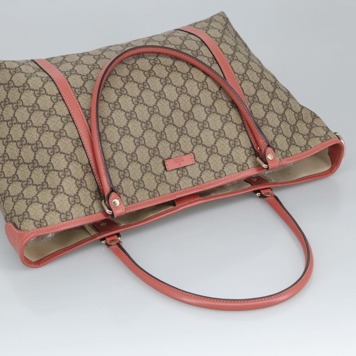 GUCCI GG Supreme Shoulder Bag PVC Beige 197953 Auth 99318