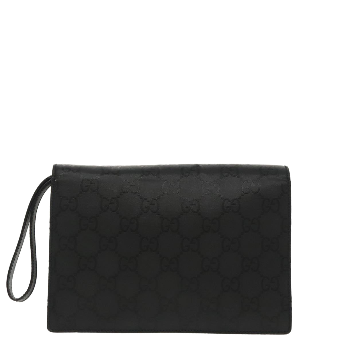 GUCCI GG Canvas Clutch Bag Black Silver 018 1600 Auth 99320