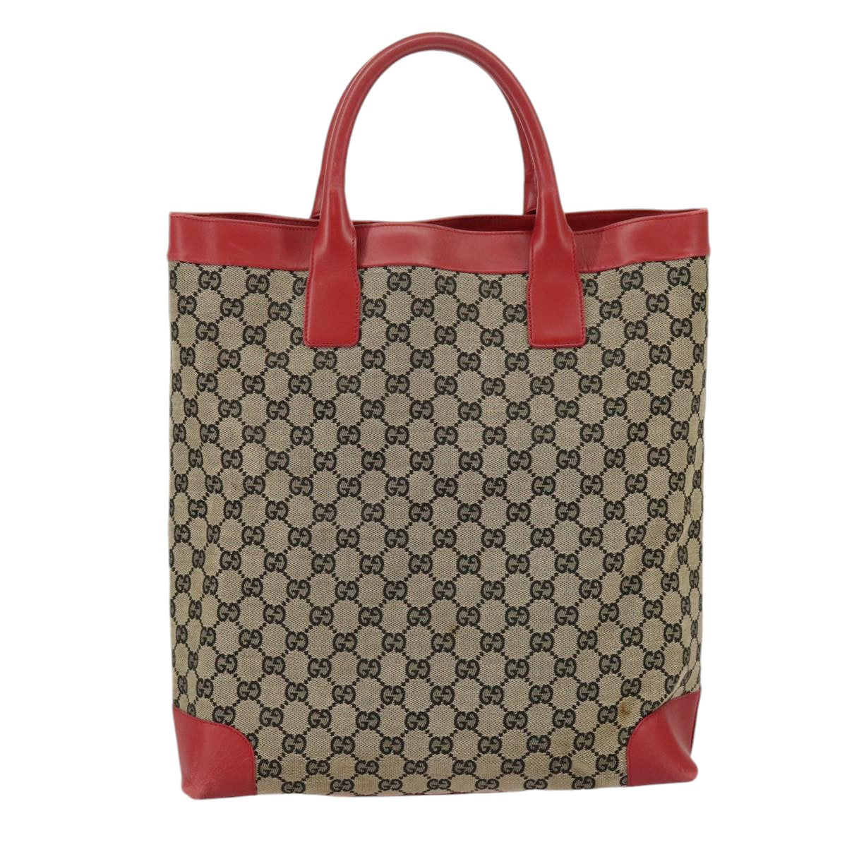 GUCCI GG Canvas Hand Bag Beige Gold Red 002 1121 1669 Auth 99321 - 0