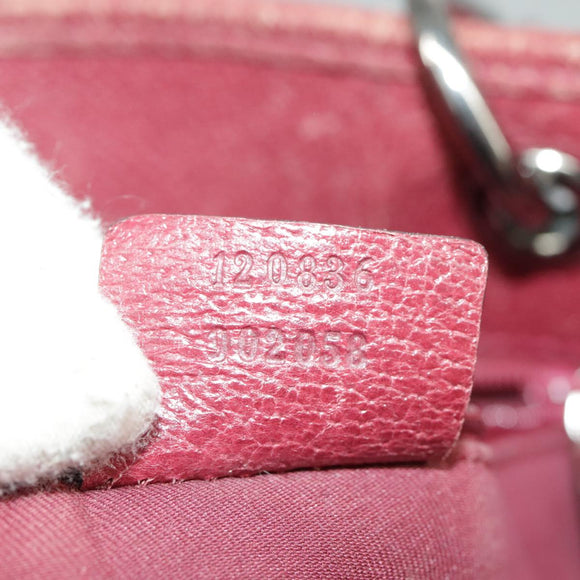 GUCCI GG Canvas Tote Bag Beige Silver Red 120836 Auth 99322