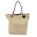 GUCCI GG Canvas Tote Bag Beige Silver Red 120836 Auth 99322-13
