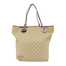 GUCCI GG Canvas Tote Bag Beige Silver Red 120836 Auth 99322-2