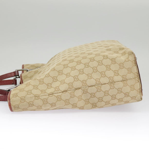 GUCCI GG Canvas Tote Bag Beige Silver Red 120836 Auth 99322