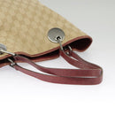 GUCCI GG Canvas Tote Bag Beige Silver Red 120836 Auth 99322-7