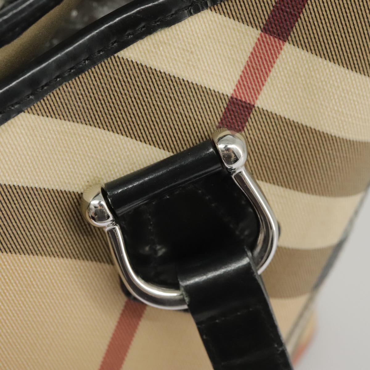 BURBERRY Nova Check Hand Bag PVC Beige Auth 99323