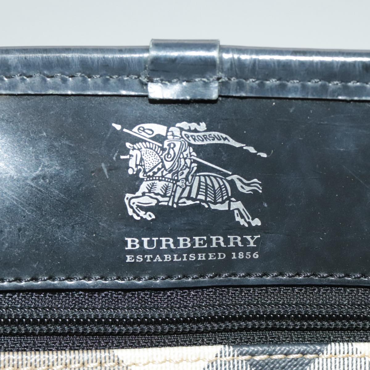 BURBERRY Nova Check Hand Bag PVC Beige Auth 99323