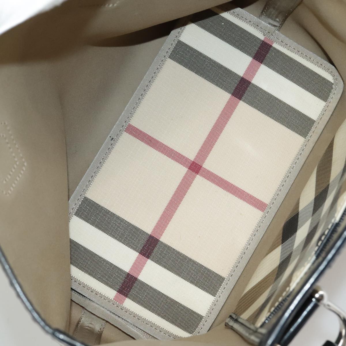 BURBERRY Nova Check Hand Bag PVC Beige Auth 99323