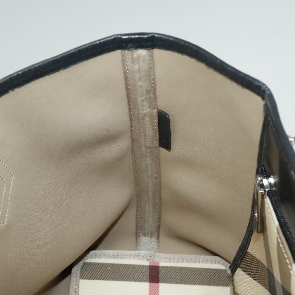 BURBERRY Nova Check Hand Bag PVC Beige Auth 99323