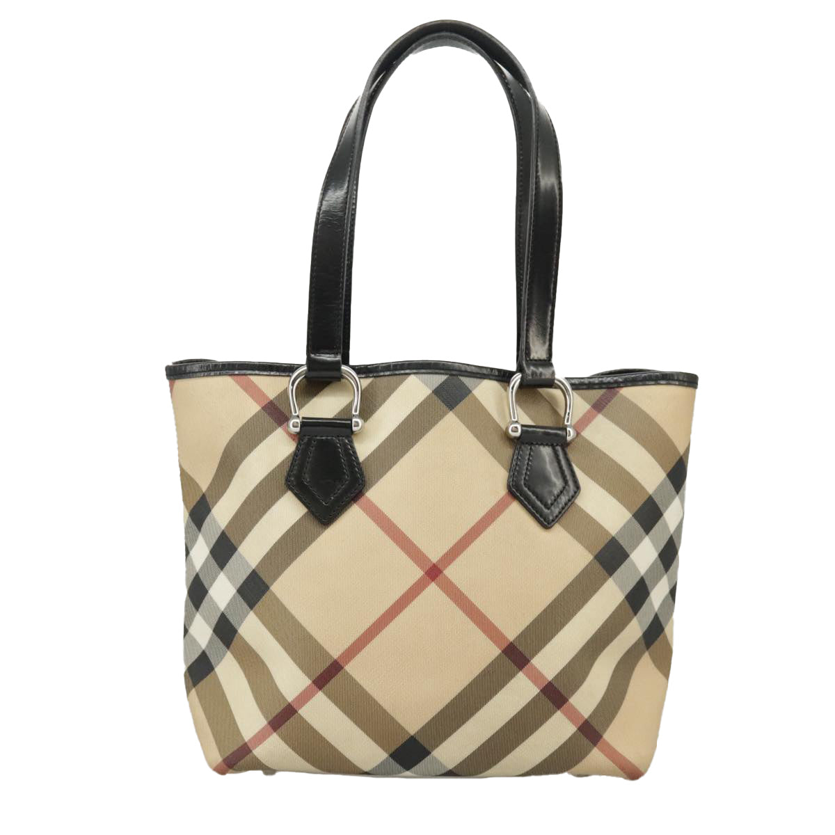 BURBERRY Nova Check Hand Bag PVC Beige Auth 99323 - 0