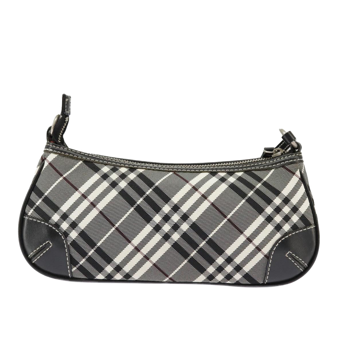 BURBERRY Blue Label Nova Check Shoulder Bag Canvas Silver Black Auth 99324 - 0