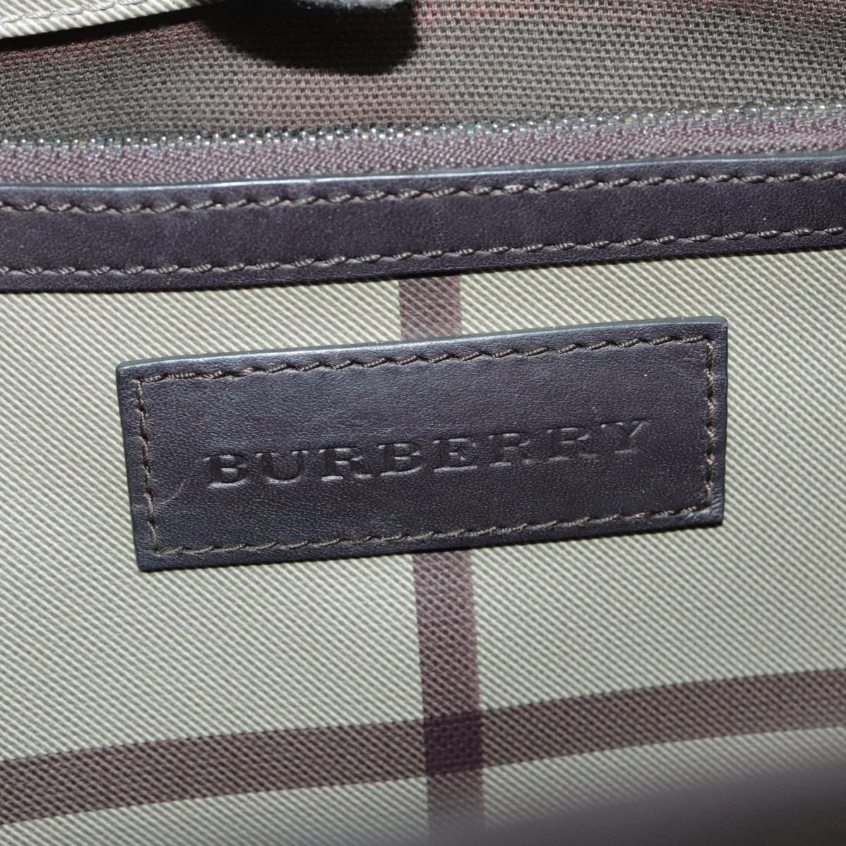 BURBERRY Nova Check Shoulder Bag PVC Silver Beige Auth 99325