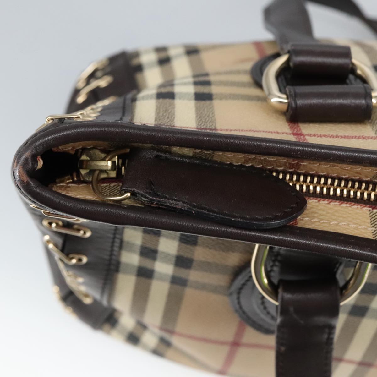 BURBERRY Nova Check Shoulder Bag PVC Beige Auth 99328