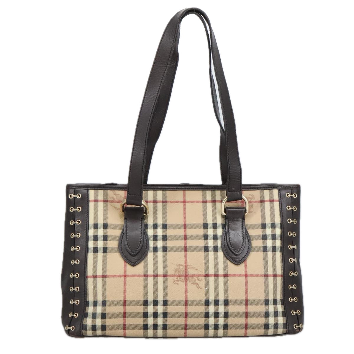 BURBERRY Nova Check Shoulder Bag PVC Beige Auth 99328 - 0