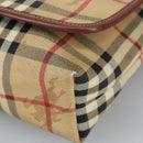 BURBERRY Nova Check Shoulder Bag PVC Beige Gold Auth 99330-14