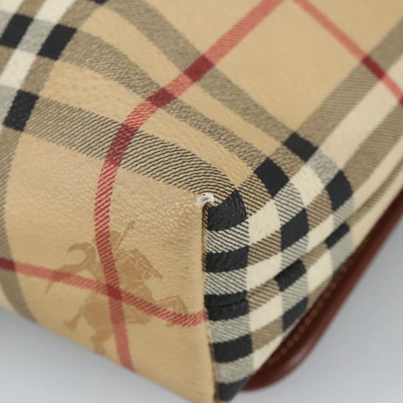 BURBERRY Nova Check Shoulder Bag PVC Beige Gold Auth 99330