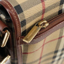 BURBERRY Nova Check Shoulder Bag PVC Beige Gold Auth 99330-18