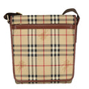 BURBERRY Nova Check Shoulder Bag PVC Beige Gold Auth 99330-13