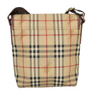 BURBERRY Nova Check Shoulder Bag PVC Beige Gold Auth 99330-2