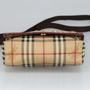 BURBERRY Nova Check Shoulder Bag PVC Beige Gold Auth 99330-5