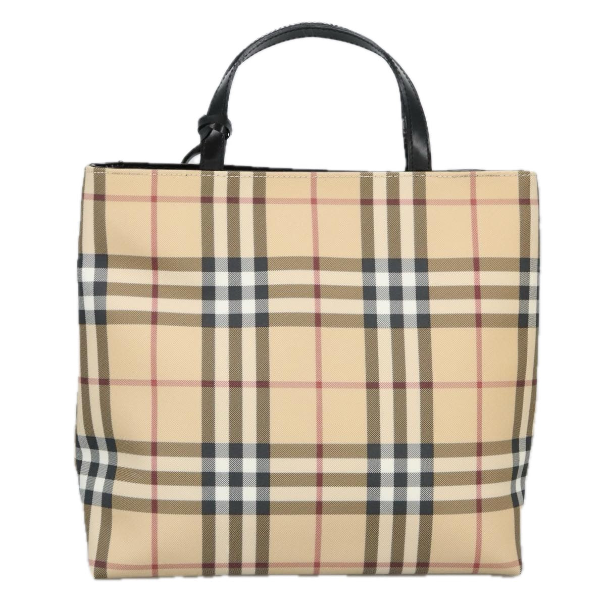 BURBERRY Nova Check Hand Bag PVC Beige Auth 99333