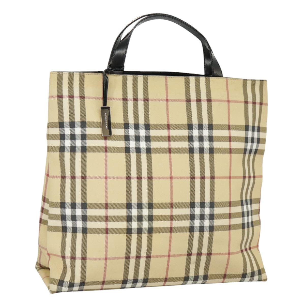 BURBERRY Nova Check Tote Bag PVC Beige Auth 99335