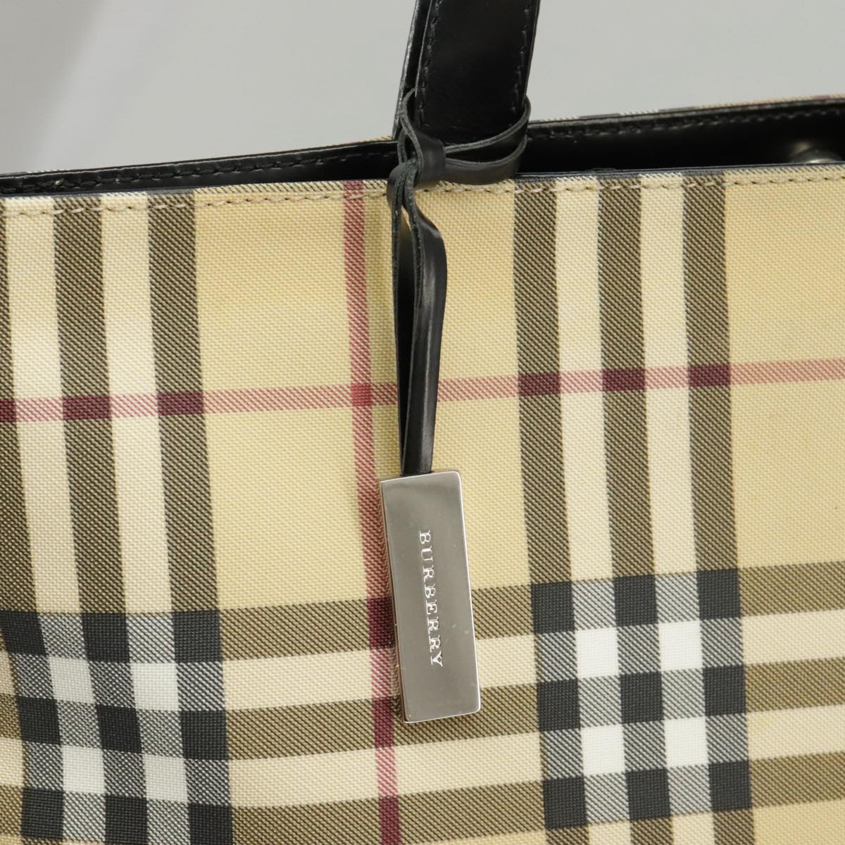 BURBERRY Nova Check Tote Bag PVC Beige Auth 99335