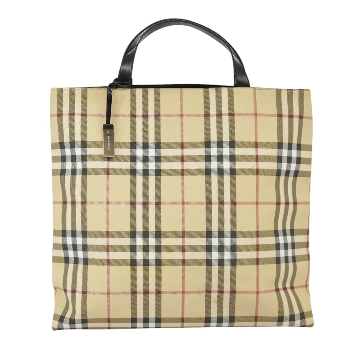 BURBERRY Nova Check Tote Bag PVC Beige Auth 99335