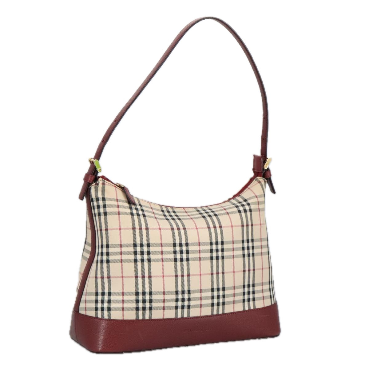 BURBERRY Nova Check Shoulder Bag Canvas Beige Auth 99336