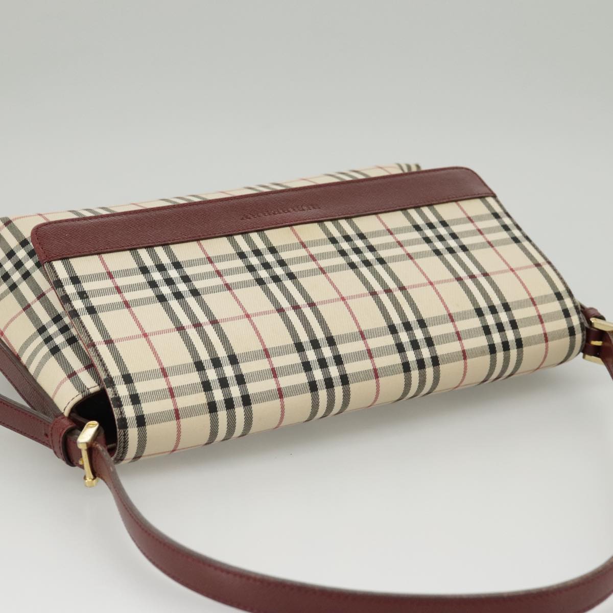 BURBERRY Nova Check Shoulder Bag Canvas Beige Auth 99337