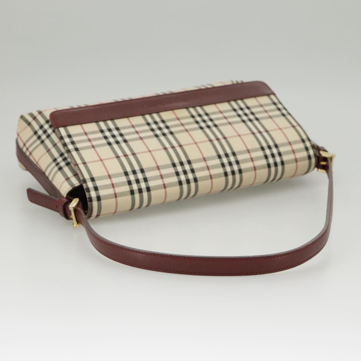 BURBERRY Nova Check Shoulder Bag Canvas Beige Auth 99337