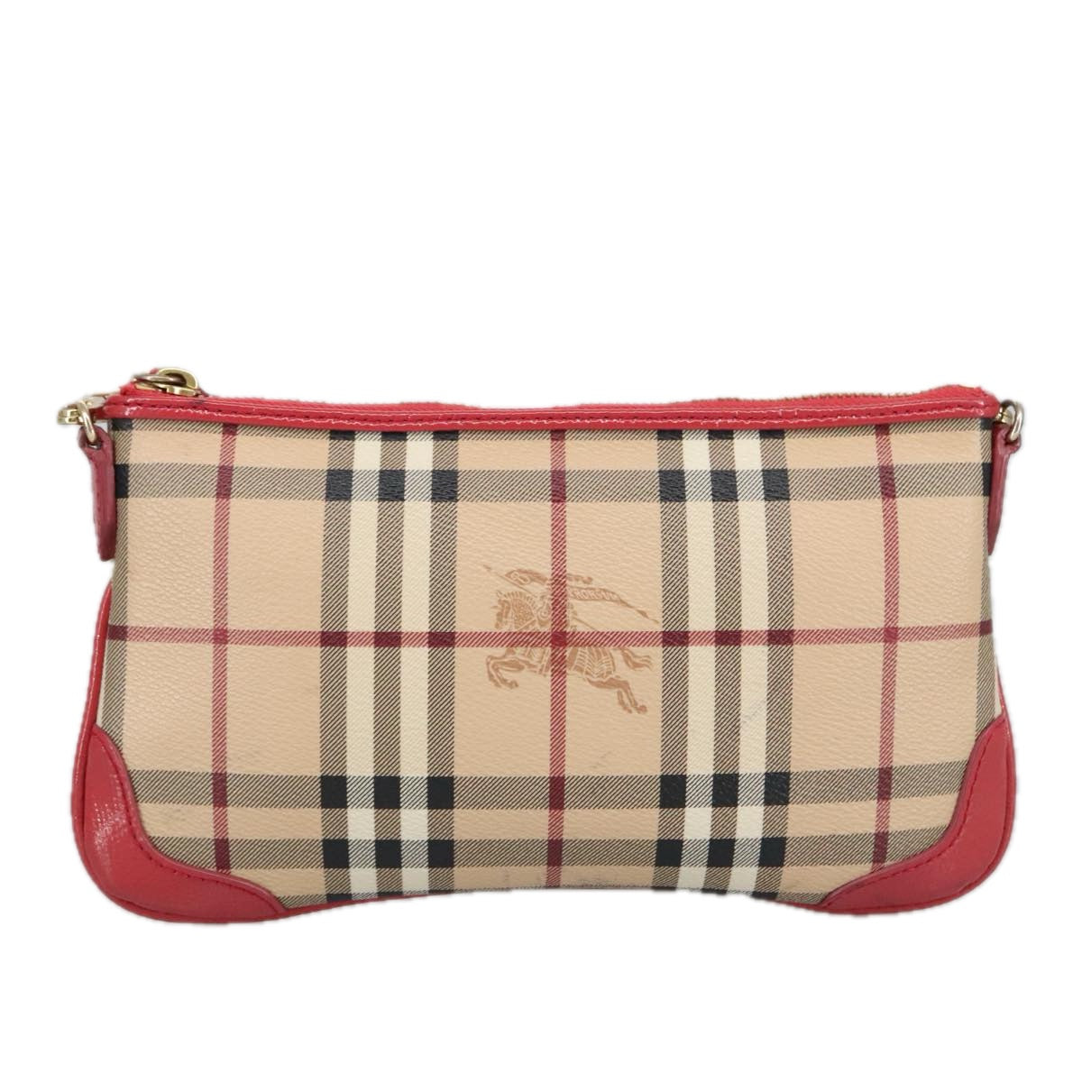 BURBERRY Nova Check Shoulder Bag PVC Beige Gold Auth 99338 - 0