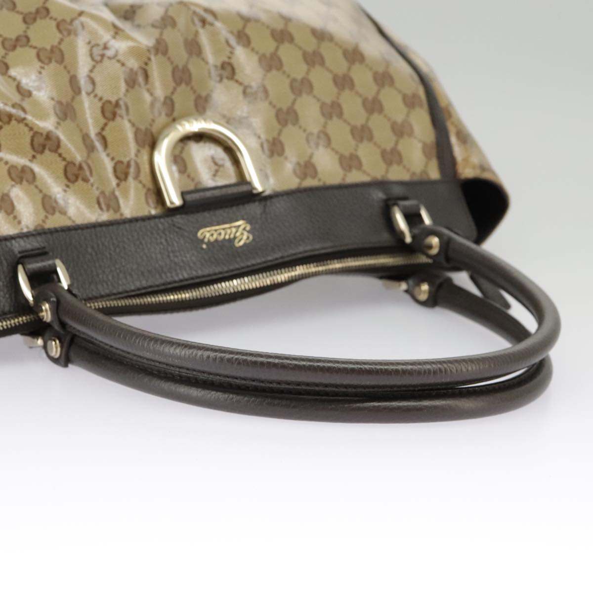 GUCCI GG Crystal Shoulder Bag Beige Gold 327787 Auth 99347