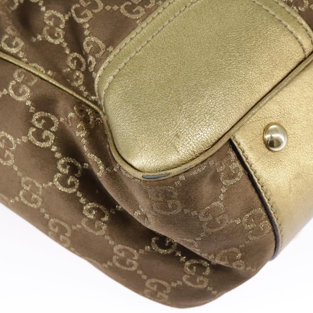 GUCCI GG Canvas Shoulder Bag Brown Gold 163805 Auth 99348