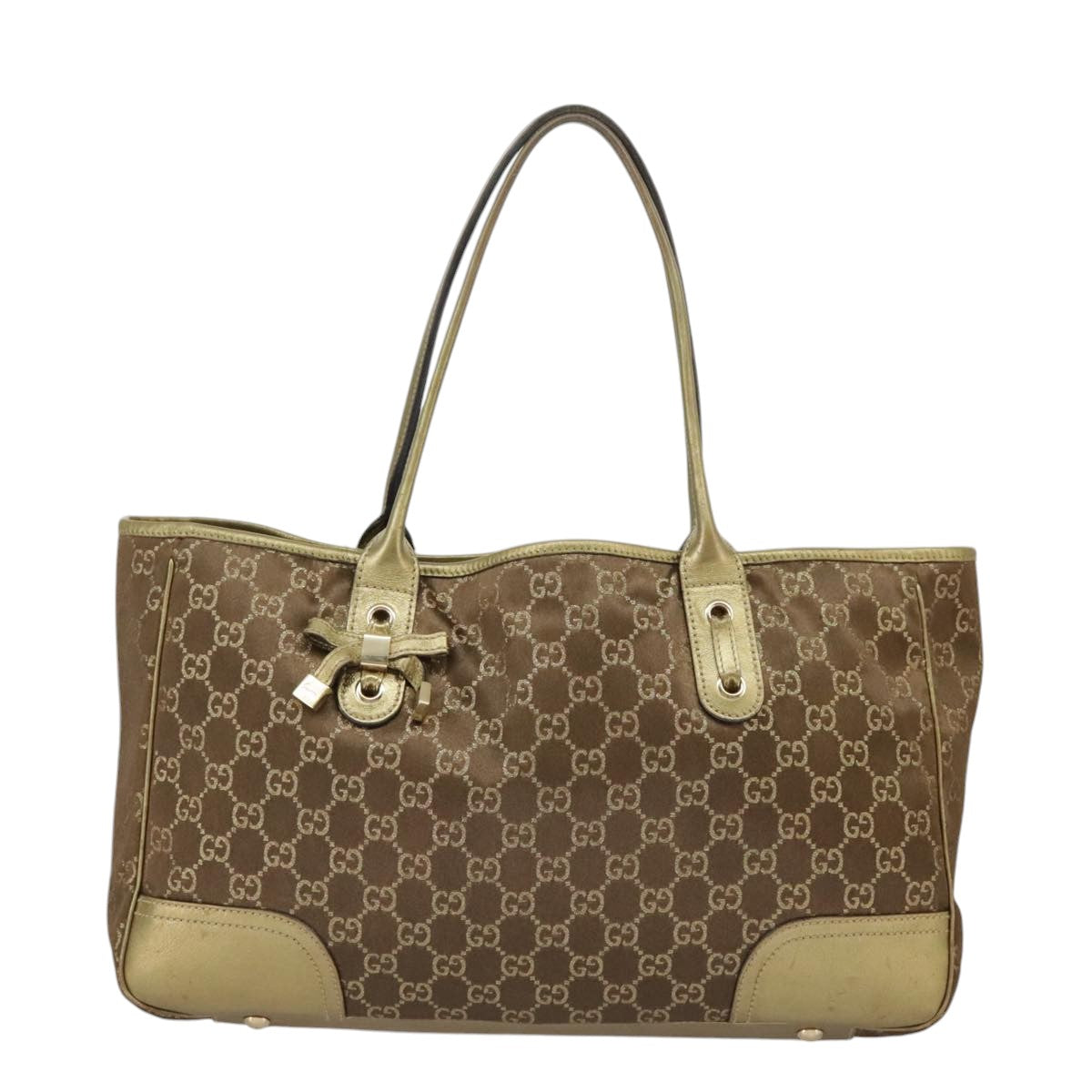 GUCCI GG Canvas Shoulder Bag Brown Gold 163805 Auth 99348 - 0