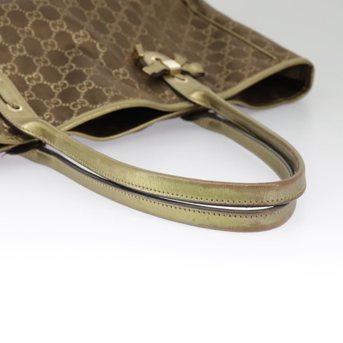 GUCCI GG Canvas Shoulder Bag Brown Gold 163805 Auth 99348