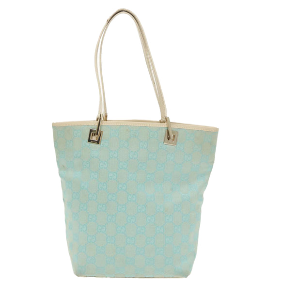 GUCCI GG Canvas Shoulder Bag Light Blue Gold 002 1099 2404 Auth 99349