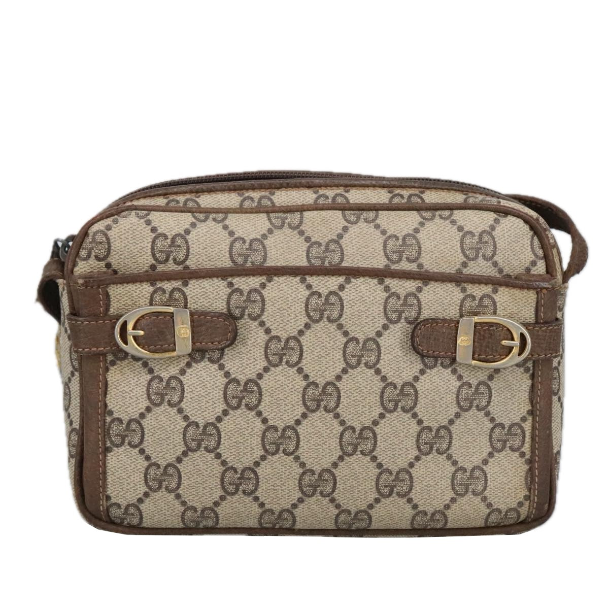 GUCCI GG Supreme Shoulder Bag PVC Beige Auth 99351