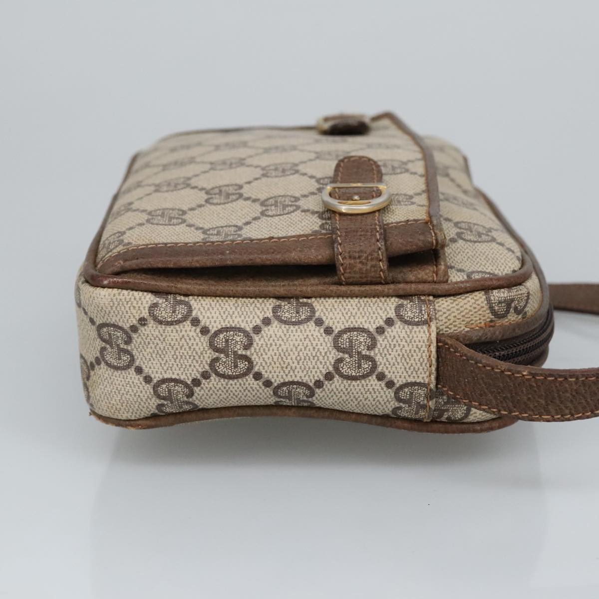 GUCCI GG Supreme Shoulder Bag PVC Beige Auth 99351