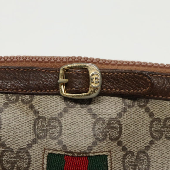 GUCCI GG Supreme Web Sherry Line Umhängetasche PVC Beige Rot Grün Auth 99352