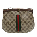 GUCCI GG Supreme Web Sherry Line Umhängetasche PVC Beige Rot Grün Auth 99352-13